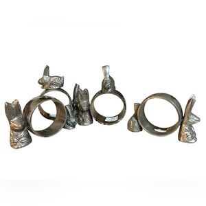Bunny Rabbit Napkin Rings Set Of 4  Metal India Vintage